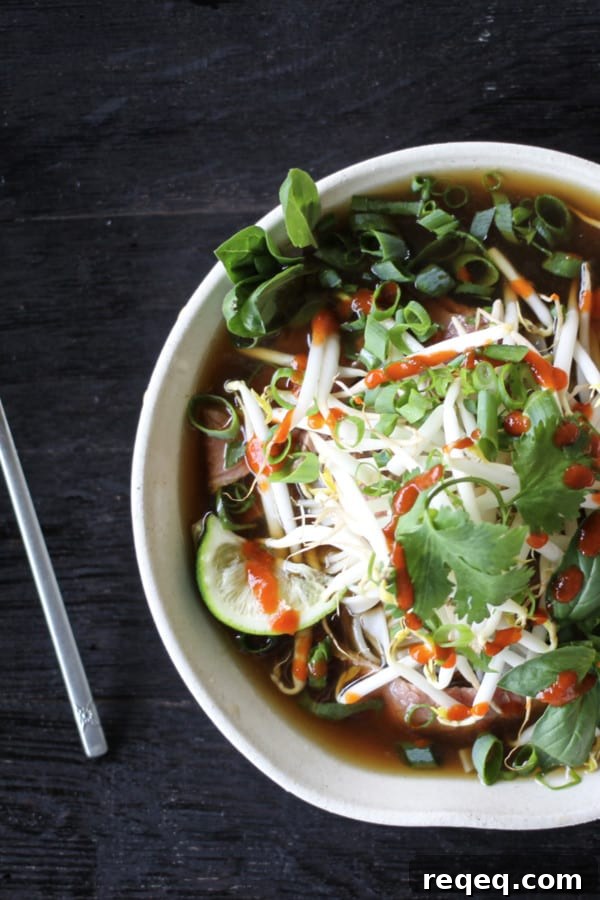 Pho: Authentic Vietnamese Beef Noodle Soup Recipe 11 Easy Pho recipe: fragrant beef broth, slices of beef, rice noodles, sprouts, cilantro and basil, hot peppers, and a squeeze of lime!