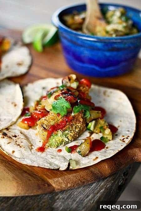 Crispy Avocado Tacos with Grilled Pineapple Salsa 3 Crispy Avocado Tacos with Grilled Pineapple Relish from foodiewithfamily.com