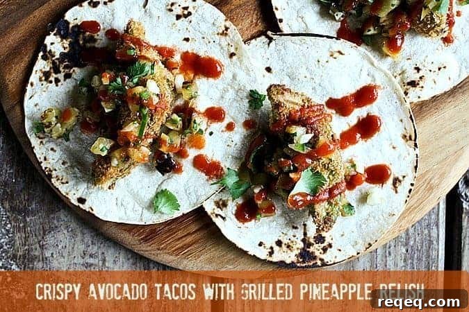 Crispy Avocado Tacos with Grilled Pineapple Salsa 4 Crispy Avocado Tacos with Grilled Pineapple Relish from foodiewithfamily.com