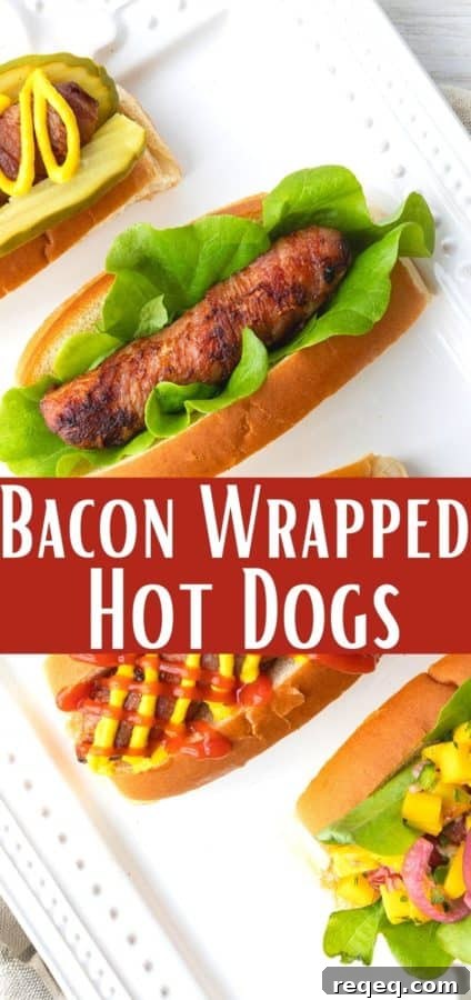 Smoky Bacon-Wrapped Hot Dogs with Crispy Grill Finish 9 Bacon Wrapped Hot Dogs are chewy, crisp, bacon-wrapped, juicy hot dogs and are worth every second of the tiny bit of extra effort they take.