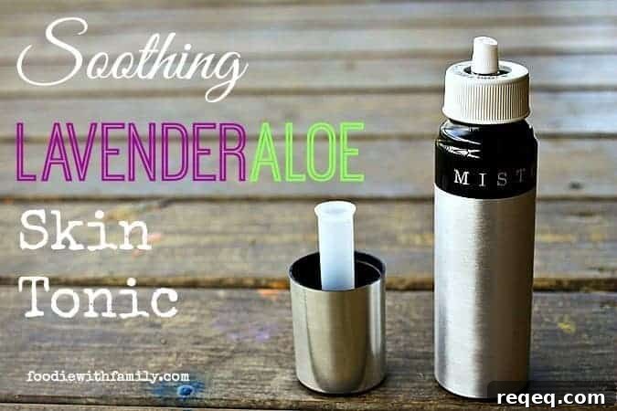 Lavender Aloe Skin Tonic for Calming & Hydrating Sensitive Skin 4 Soothing Lavender Aloe Skin Tonic in a spray bottle