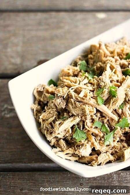 Slow-Cooker Shredded Chicken for Recipes on foodiewithfamily.com #MakeAheadMondays