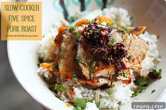 Five-Spice Slow Cooker Pork Roast for Simple Weeknight Dinners 3 Slow-Cooker Five Spice Pork Roast with Sweet Potatoes foodiewithfamily.com