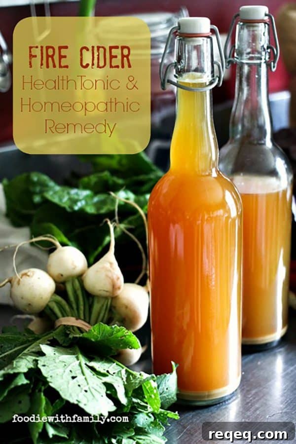 Homemade Fire Cider: Tangy Herbal Tonic Recipe for Immunity Boost 3 Fire Cider: some call it a folk remedy, health tonic, or homeopathic remedy, but one thing is certain; that's that it's delicious. Drink up!