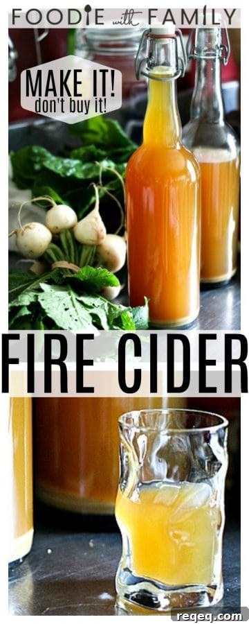 Homemade Fire Cider: Tangy Herbal Tonic Recipe for Immunity Boost 8 Fire Cider: call it a folk remedy, health tonic, or homeopathic remedy, but one thing is certain, and that is that it's delicious. Raw apple cider vinegar is infused with the health promoting ingredients ginger, garlic, onions, citrus fruit, horseradish, turmeric, and hot pepper, then mixed with raw honey to balance the tart spiciness of the vinegar. Whether you consume it as a daily health shot to help boost your immunities or mix into cocktails, you're going to love it!