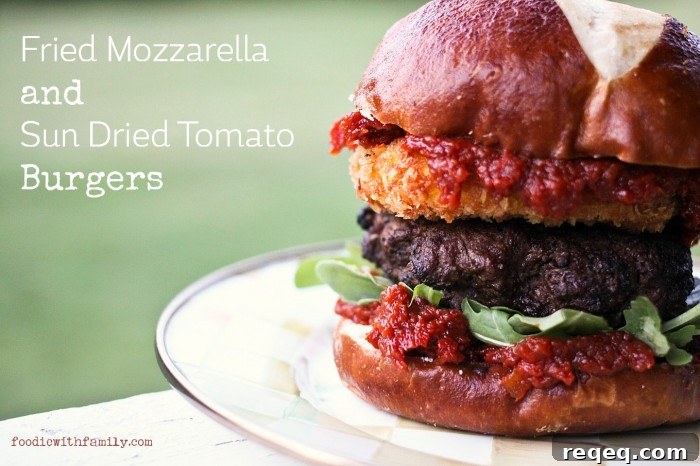 Crispy Fried Mozzarella & Sun-Dried Tomato Burgers 4 Fried Mozzarella and Sun Dried Tomato Burgers from foodiewithfamily.com