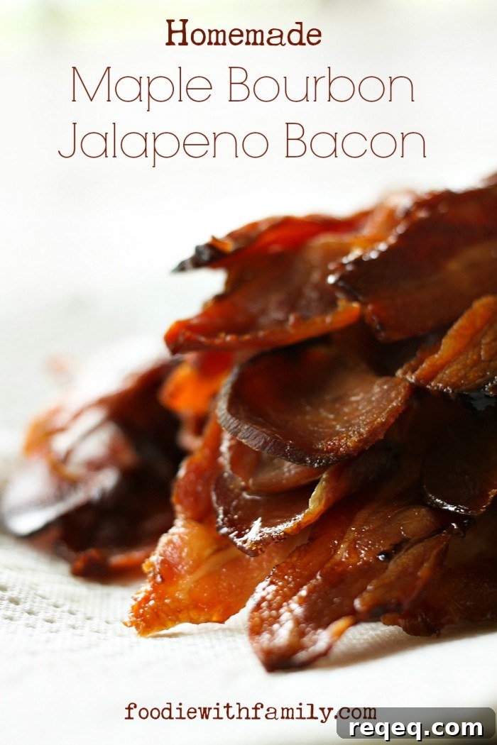Homemade Maple Bourbon Jalapeno Bacon from foodiewithfamily.com Made with no preservatives!