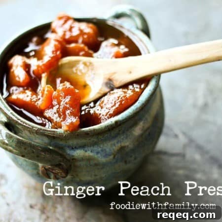 Ginger-Peach Preserves Recipe: Small-Batch Jam for Toasts and Gifts 5 Ginger Peach Preserves for serving on toast, in ice cream, alongside roasted meats, or just spooned straight to your mouth from foodiewithfamily.com