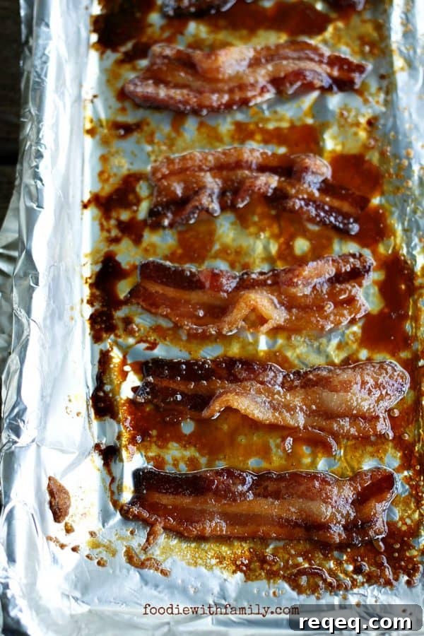 Maple-Glazed Candied Bacon: Sweet & Crispy Bacon Recipe 4 Fresh from the oven homemade Maple Candied Bacon from foodiewithfamily.com