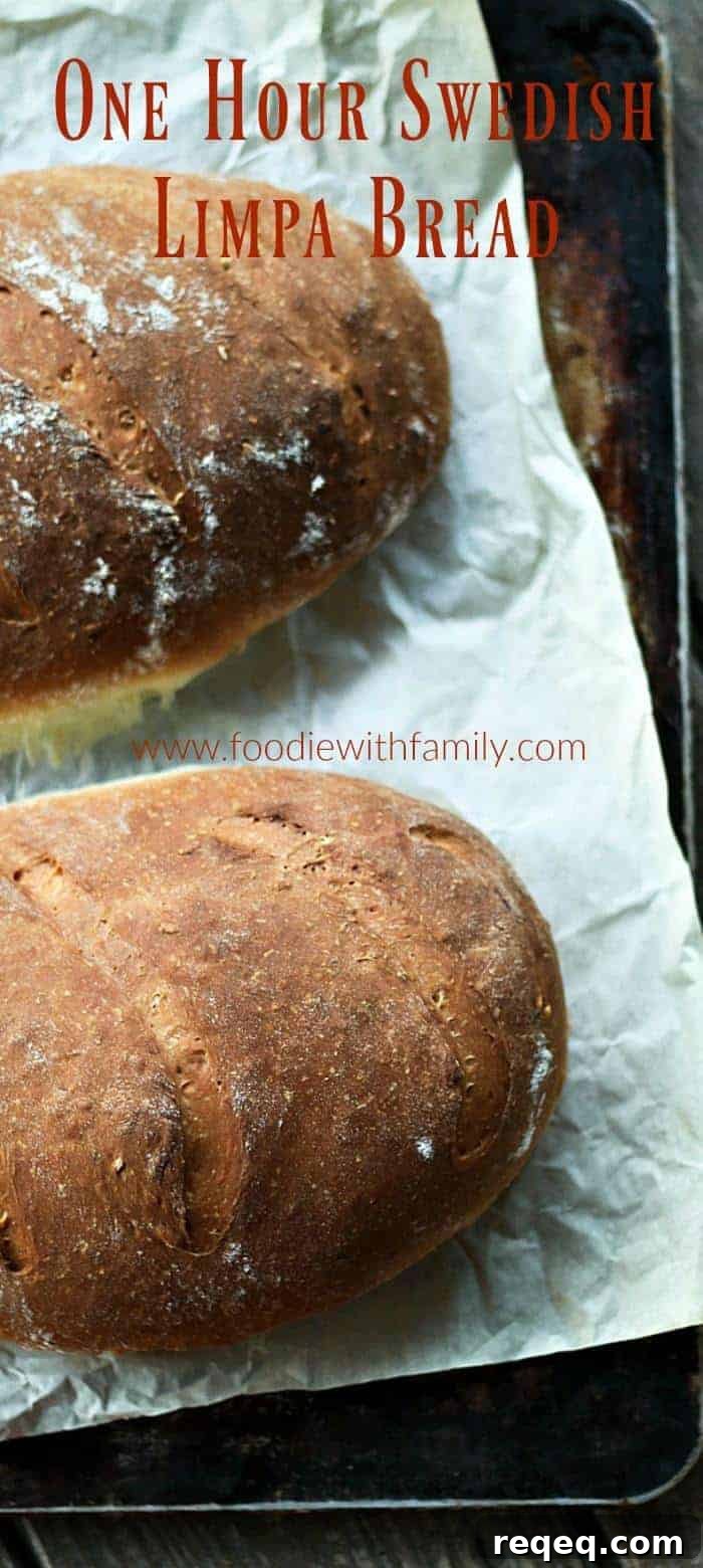 Quick Swedish Limpa Bread Ready in One Hour 4 One Hour Swedish Limpa: slightly sweet Swedish rye bread scented lightly with orange zest and fennel seed. This is the ultimate toasting bread and it is made -start to finish- in one hour!
