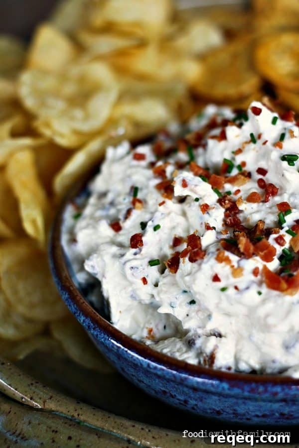 Bacon Cheddar Chive Dip from foodiewithfamily.com
