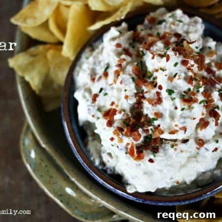 Chips with Bacon Cheddar Chive Dip from foodiewithfamily.com