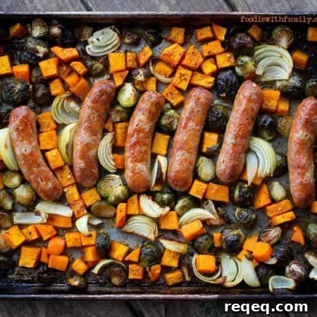 Roasted Fall Vegetables and Italian Sausage Sheet Pan Meal from foodiewithfamily.com