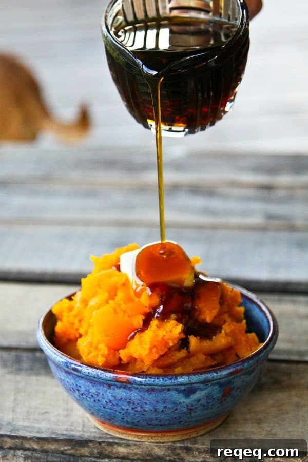 How to Cut and Cook Butternut Squash: Step-by-Step Guide 5 Maple syrup on slow-cooker roasted butternut squash. Easiest method in the WORLD for cooking it. No knives needed! foodiewithfamily.com