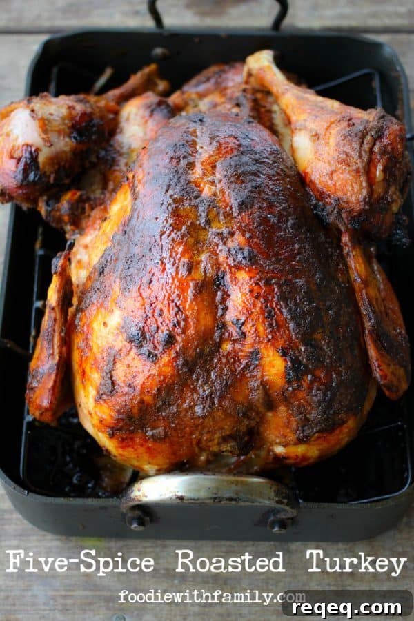 Five-Spice Roasted Turkey with pear, scallions, and garlic from foodiewithfamily.com