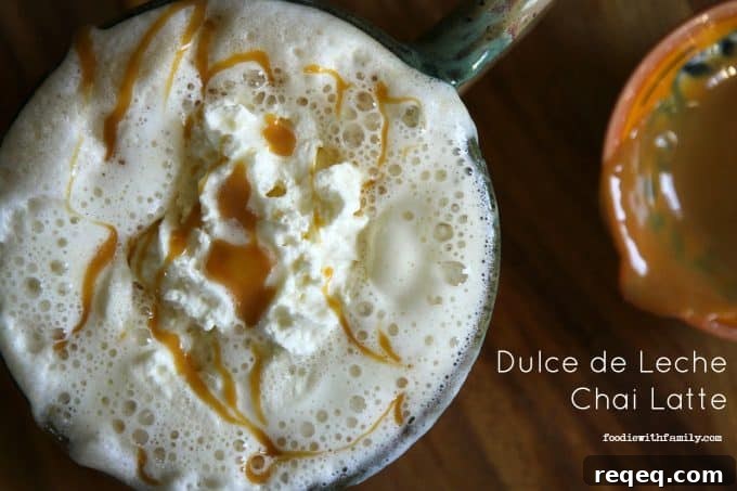Dulce de Leche Caramel Chai Latte Recipe 3 Dulce de Leche Chai Lattes {caramel chai lattes} from foodiewithfamily.com