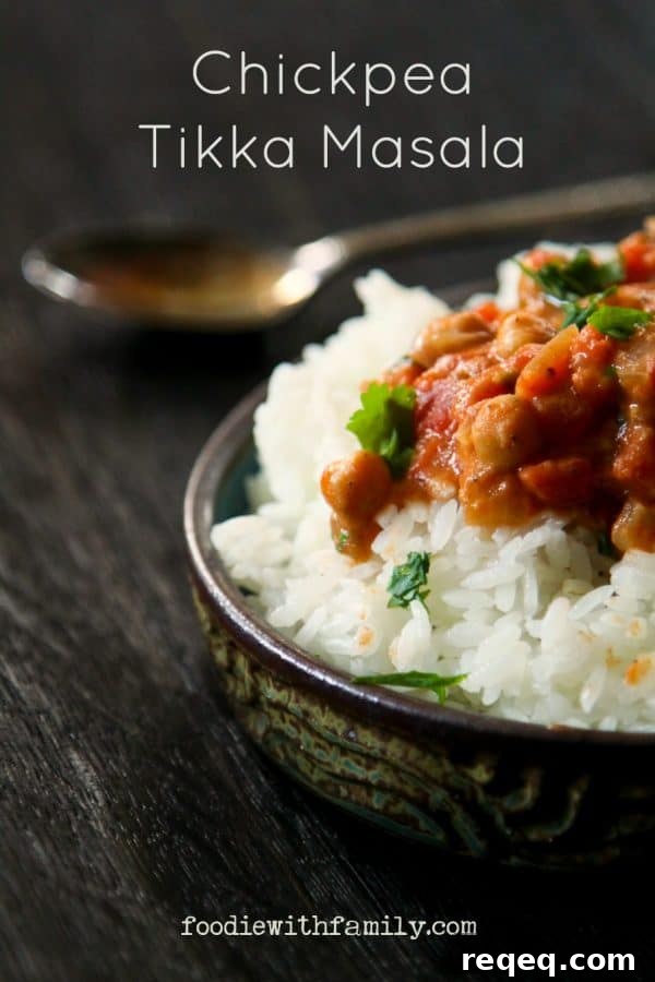 Chickpea Tikka Masala Recipe: Creamy Vegan Indian Curry 2 Chickpea Tikka Masala- hearty, simple, pocketbook friendly, stick-to-your-ribs comfort food that just happens to be meat, dairy, and gluten free from foodiewithfamily.com