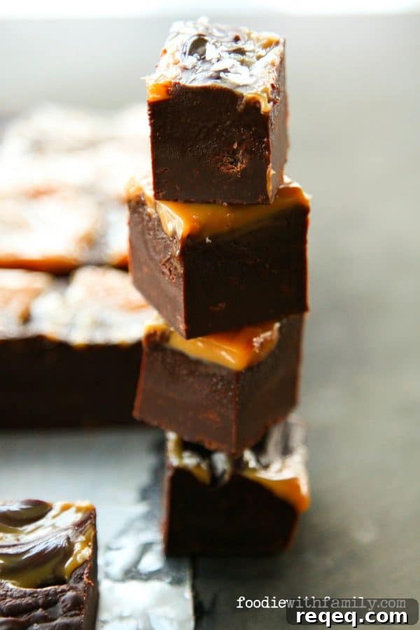 Salted Caramel Fudge Recipe: Rich, No-Fuss Candy Guide 3 Easy Salted Caramel Fudge made with a hint of bourbon by foodiewithfamily.com