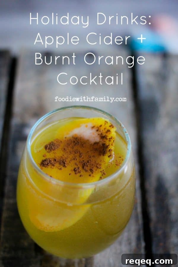 Holiday Drinks: The Apple Cider + Burnt Orange Cocktail for some holiday cheer from foodiewithfamily.com