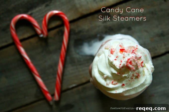 Candy Cane Silk Steamers: Festive Holiday Drink Recipe 2 Festive Candy Cane Silk Steamer made with Silk Cashewmilk