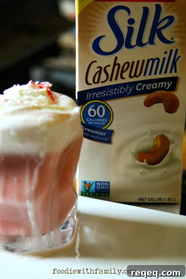 Candy Cane Silk Steamers: Festive Holiday Drink Recipe 3 Candy Cane Silk Steamer made with Silk Cashewmilk