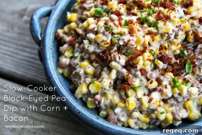 Slow-Cooker Black-Eyed Pea Dip with Corn & Bacon Recipe 4 Slow-Cooker Black-Eyed Pea Dip with Corn and bacon from foodiewithfamily.com