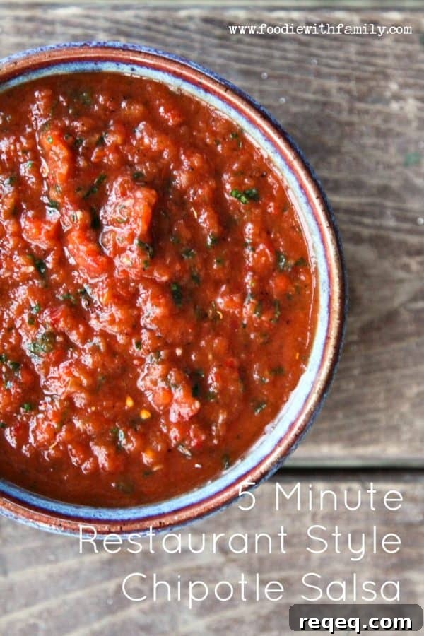 Authentic Chipotle Salsa Recipe in 5 Minutes (Restaurant-Style) 2 5 Minute Restaurant Style Chipotle Salsa from foodiewithfamily.com