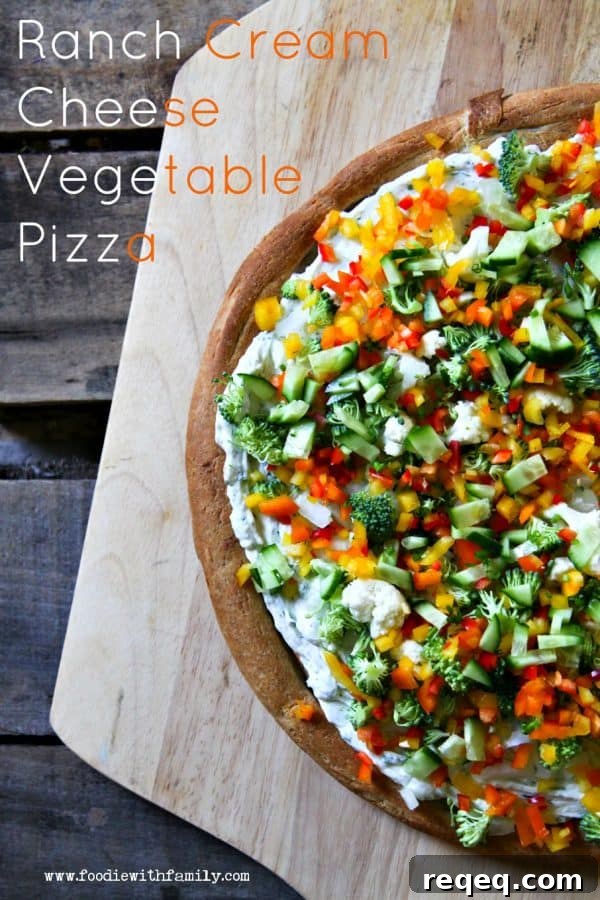 Ranch Cream Cheese Veggie Pizza Recipe 2 Snacky Ranch Cream Cheese Vegetable Pizza from foodiewithfamily.com