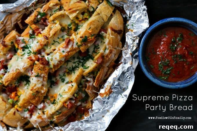 Comforting Supreme Pizza Party Bread from foodiewithfamily.com