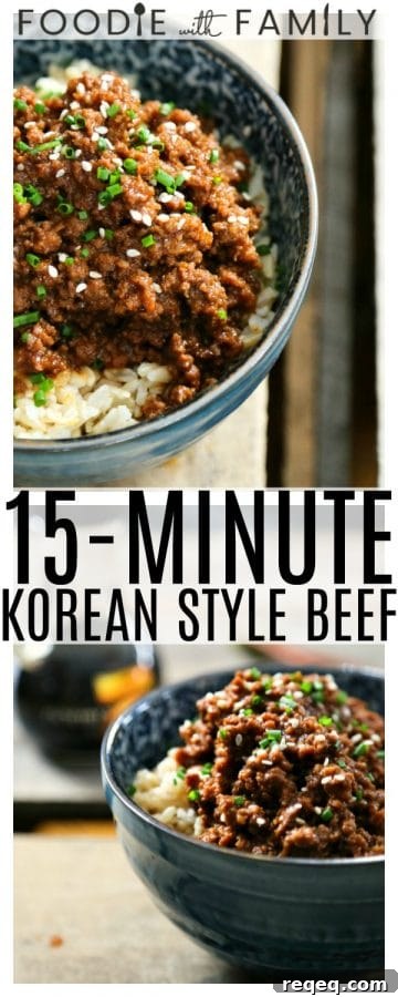 15-Minute Korean Beef Stir-Fry with Garlic and Sesame 6 15 Minute Korean Style Beef is a lightning fast entree reminiscent of Korea's classic bulgogi's sweet and spicy elements, but is done in 15 minutes and is significantly easier on the wallet, substituting ground beef for the usual flank steak or tenderloin, without sacrificing any of the deliciousness!