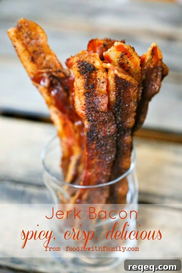 Jerk-Seasoned Bacon Recipe: Spicy Caribbean-Style Breakfast 2 Jerk seasoned bacon for topping salads and sandwiches or soups from foodiewithfamily.com