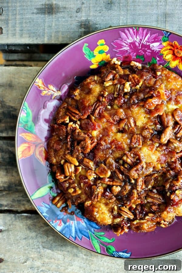 Pecan studded Maple Bacon Biscuit Bake from foodiewithfamily.com