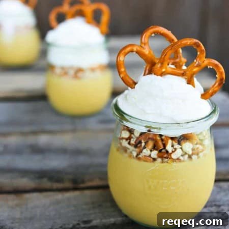 Butterscotch Pretzel Pudding Cups Recipe — Sweet & Salty Dessert 3 From scratch butterscotch pudding pretzel cups