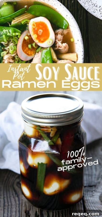 Soy Sauce Eggs or Ramen Eggs are boiled eggs soaked in a fragrant mix of soy sauce, brown sugar, rice vinegar, aromatics, and hot pepper. You'll be so happy they're easy because you'll always want them! This post includes instructions on how to make eggs to your preference in the instant pot! Whether you love soft boiled eggs, jammy medium boiled eggs, or hard boiled eggs, these instructions will help you nail them every single time!