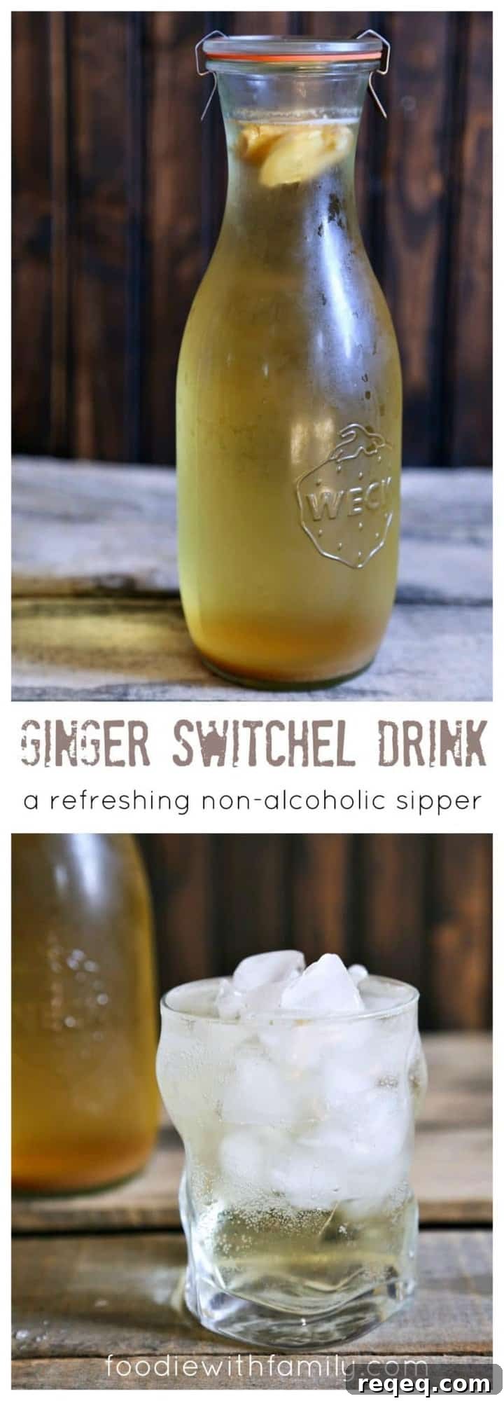 Ginger Switchel Drink made with water, honey, raw apple cider vinegar, and lots of ginger.