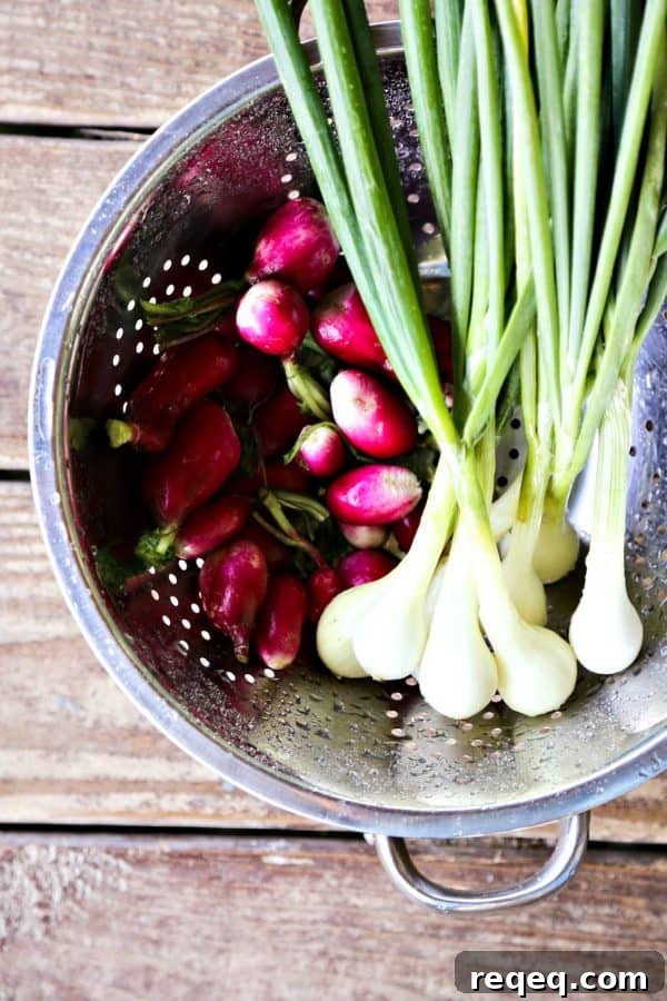 Crispy Roasted Radishes and Caramelized Onions Recipe 2 Radishes and spring onions for Crispy Roasted Radishes with Onions