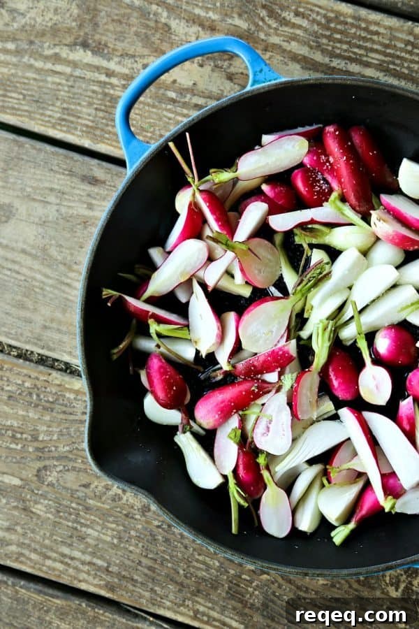 Crispy Roasted Radishes and Caramelized Onions Recipe 4 Ready to roast for Crispy Roasted Radishes with Onions