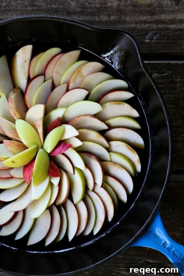 Maple Apple Upside Down Skillet Cake from foodiewithfamily.com #Vegan