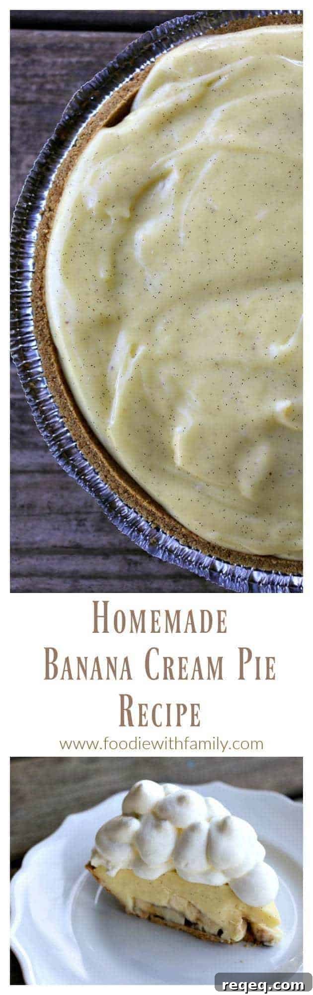 Classic Homemade Banana Cream Pie Recipe with Vanilla Pastry Cream 5 Homemade Banana Cream Pie with real bananas and homemade vanilla bean custard.