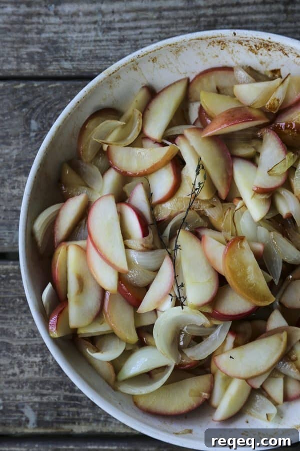 Skillet Bacon with Caramelized Apples and Onions 3 Bacon Fried Apples and Onions #snapdragon #client #NYApples