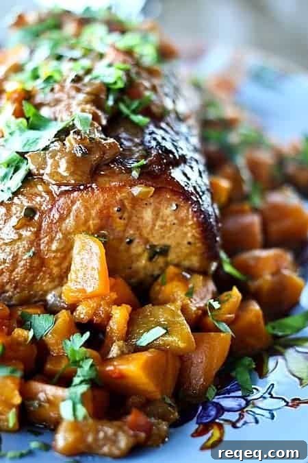 Top 25 Most-Loved Recipes from 2015 for Every Meal 15 Slow Cooker Peach Salsa Pork with roasted sweet potatoes #SlowCooker #Crockpot