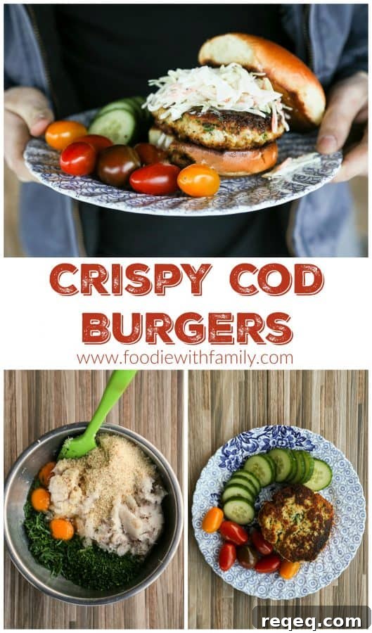 Crispy Cod Burger Recipe with Tangy Tartar Sauce 2 Easy, healthy, homemade Crispy Cod Burgers with chives and Old Bay
