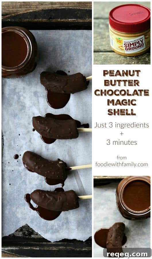 Peanut Butter Chocolate Magic Shell with just 3 natural ingredients from foodiewithfamily.com