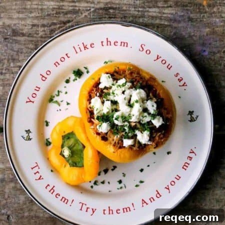 Lightened Up Greek Style Stuffed Peppers from foodiewithfamily.com