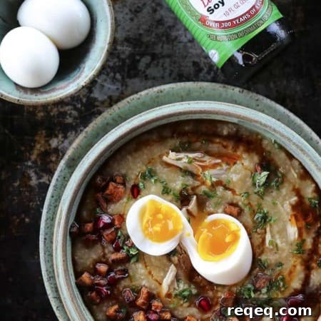 Leftover Thanksgiving Rice Porridge made with your picked over Thanksgiving turkey carcass, some water, some rice, and some soy sauce. It's magic.
