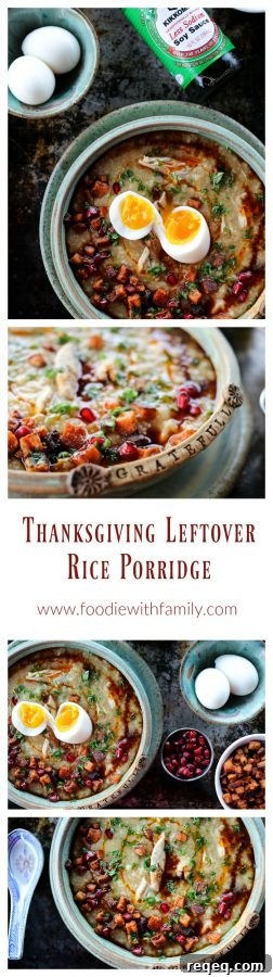 Thanksgiving Leftover Rice Porridge Recipe for Cozy Mornings 8 Leftover Thanksgiving Rice Porridge made with your picked over Thanksgiving turkey carcass, some water, some rice, and some soy sauce. It's magic.