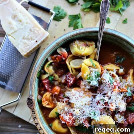 Hearty Tortellini and Vegetable Soup Recipe 4 Tortellini Vegetable Soup is an easy and soul soothing weeknight potage brimming with pasta and vegetables.