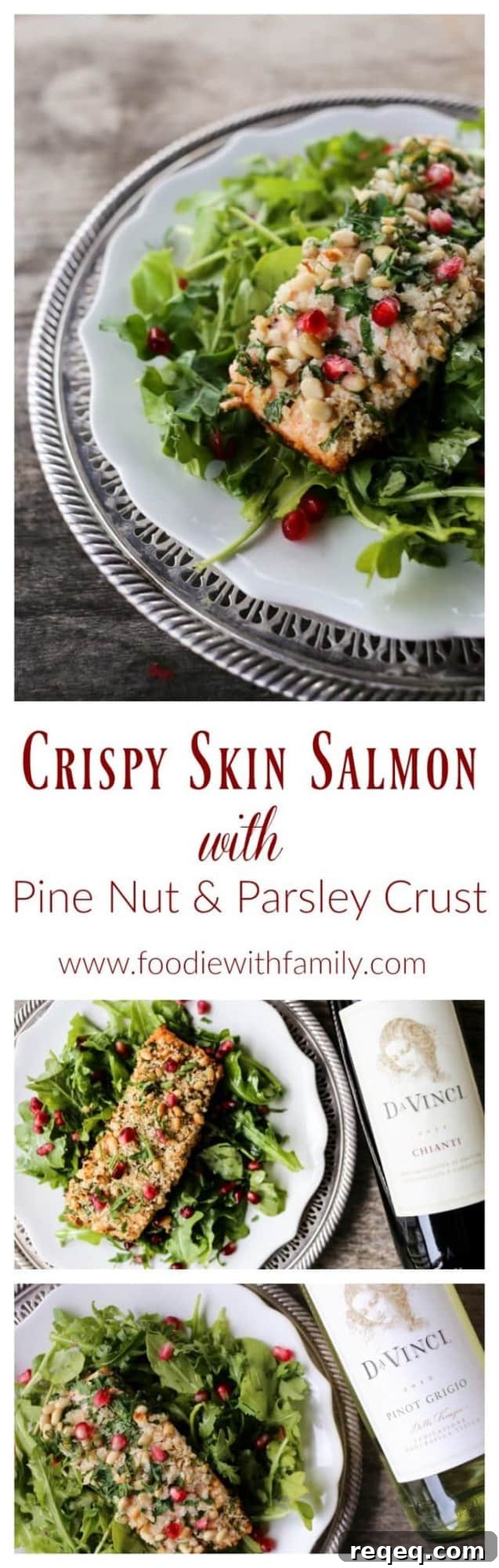 Crispy-Skinned Salmon with Pine Nut and Parsley Crust 7 Crispy Skin Salmon with Pine Nuts and Parsley Crust is a beautiful, delicious, festive dish for any night, or as part of your Feast of the Seven Fishes. #sponsored
