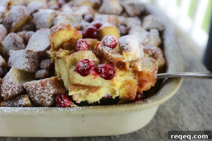 Cranberry Eggnog Bread Pudding with Donut Crumbs 3 Rich, souffle-like, nutmeg flecked Cranberry Eggnog Doughnut Bread Pudding is the ultimate cold weather dessert.