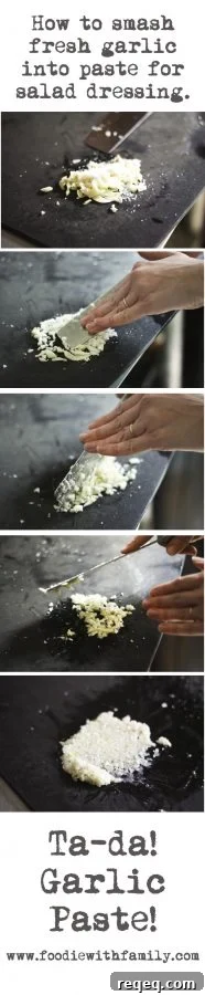Authentic Middle Eastern Salad Dressing Recipe for Every Salad 3 How to smash garlic for salad dressing. | www.foodiewithfamily.com